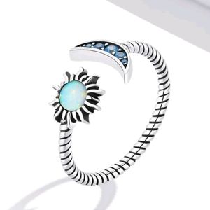 925 Silver Opal Sun Moon Ring
